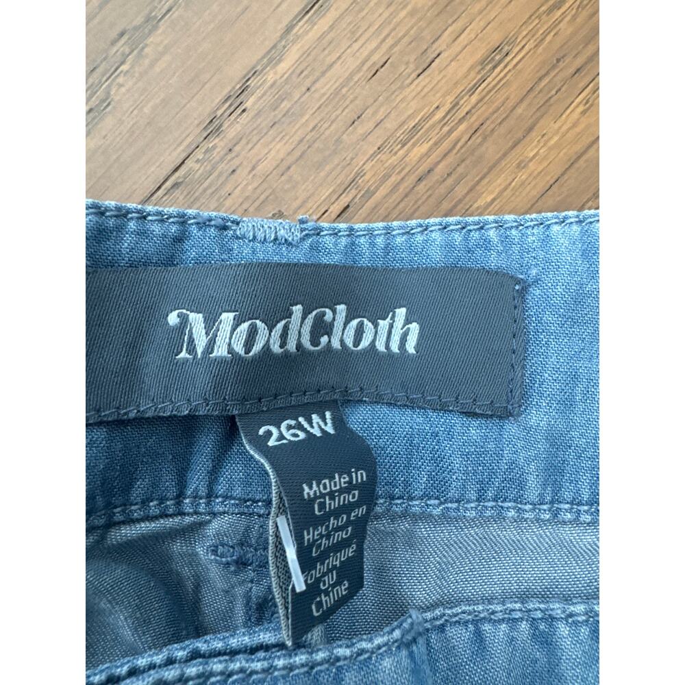 ModCloth Denim Chambray Shorts Blue High Waisted Lightweight Preppy Sz 26 NWT - Picture 5 of 10